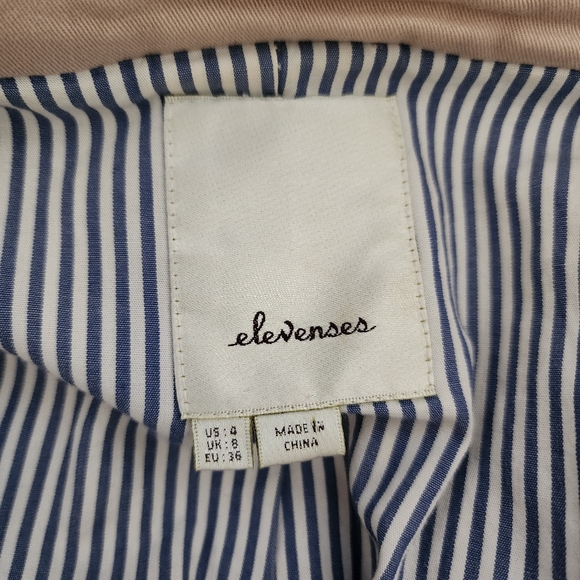 Anthropologie Elevenses Pansy Corset Back Tan Trench Coat - Picture 4 of 14